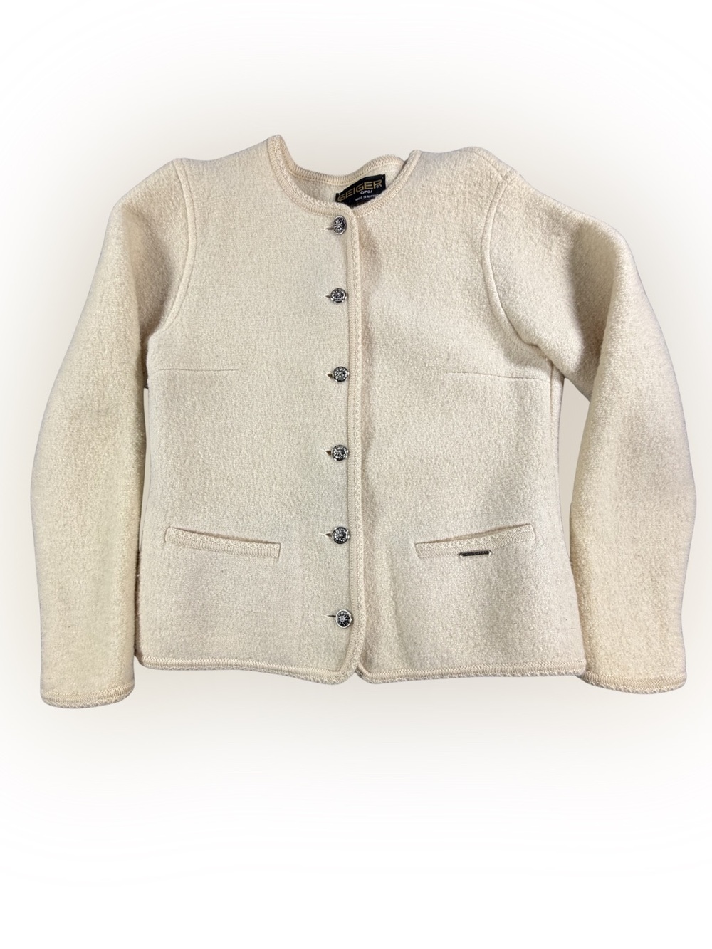 Women’s Geiger Tyrol Cream Wool Button-Up Cardigan Jacket Size 36 (EU)